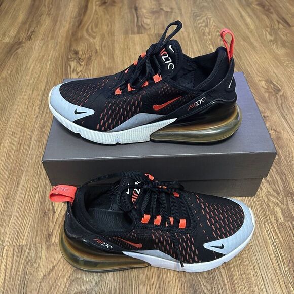 NIKE Air Max 270 Black/Bright Crimson-hyper Crimson lace up shoes sneakers sz8 - Picture 8 of 8
